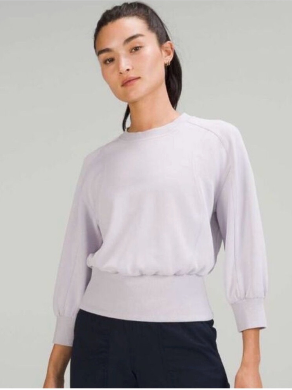 Lululemon Softstreme Ribbed Hem Pullover Sweatshirt Faint Lavender Size 4